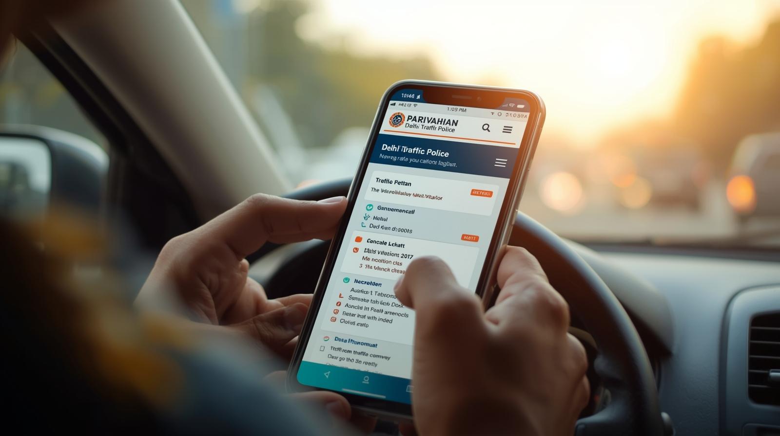 Checking Delhi e-challan details on Parivahan and Delhi Traffic Police app